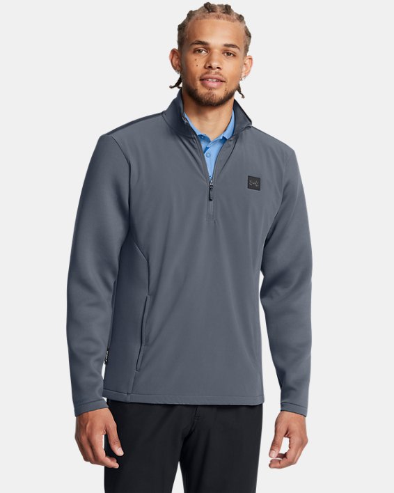 Under Armour Drive Pro Storm Hybrid Half-Zip Golf Jacket - Downpour Grey/Silver Under Armour Drive Pro Storm Hybrid Half-Zip Golf Jacket - Downpour Grey/Silver